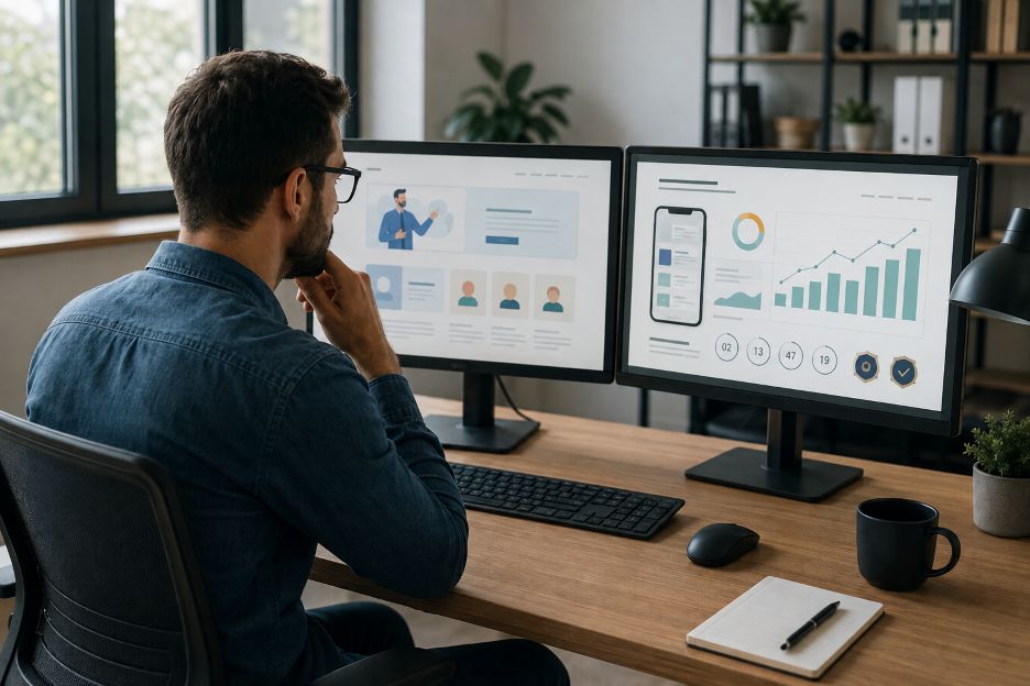 Digital marketer comparing growth landing pages
